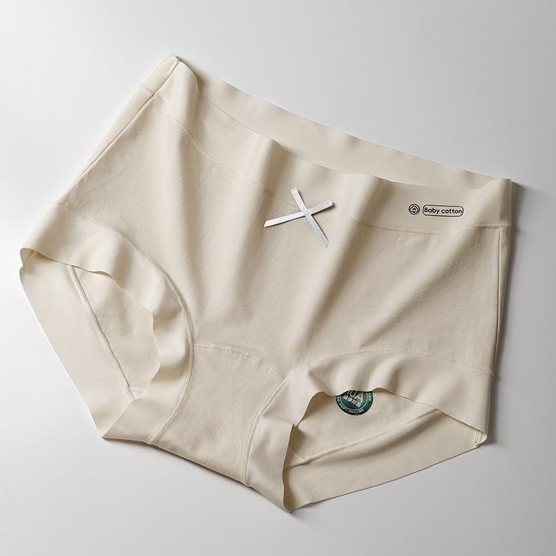 Women's Spring and Summer Pure Cotton 10A Class Antibacterial Extended Crotch Mid Waist Briefs