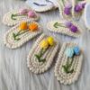 Gehäkelte Blumenspangen Bunte Haarnadel Niedliche Handgemachte Gehäkelte Tulpen Haarspange Schönes Gestricktes Accessoire für Kinder