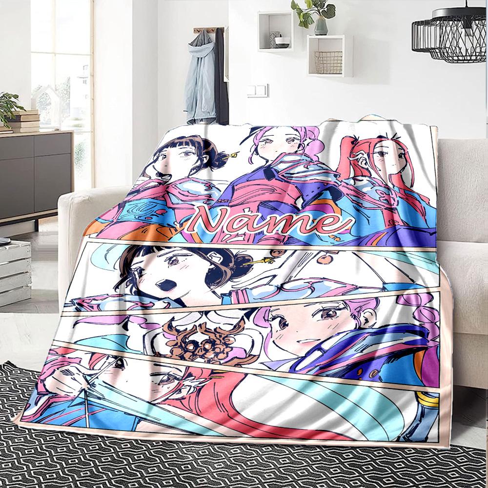 Customizable KPop Demon Hunters31 Throw Blanket – Personalized Name, All-Season Cozy Snug Blanket, Machine Washable, Personalized Blanket