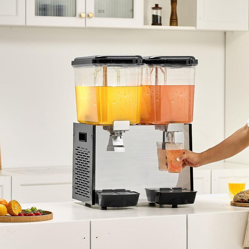Commercial Beverage Dispenser 18L x 2 Tanks Cold Juice Ice Drink Dispenser