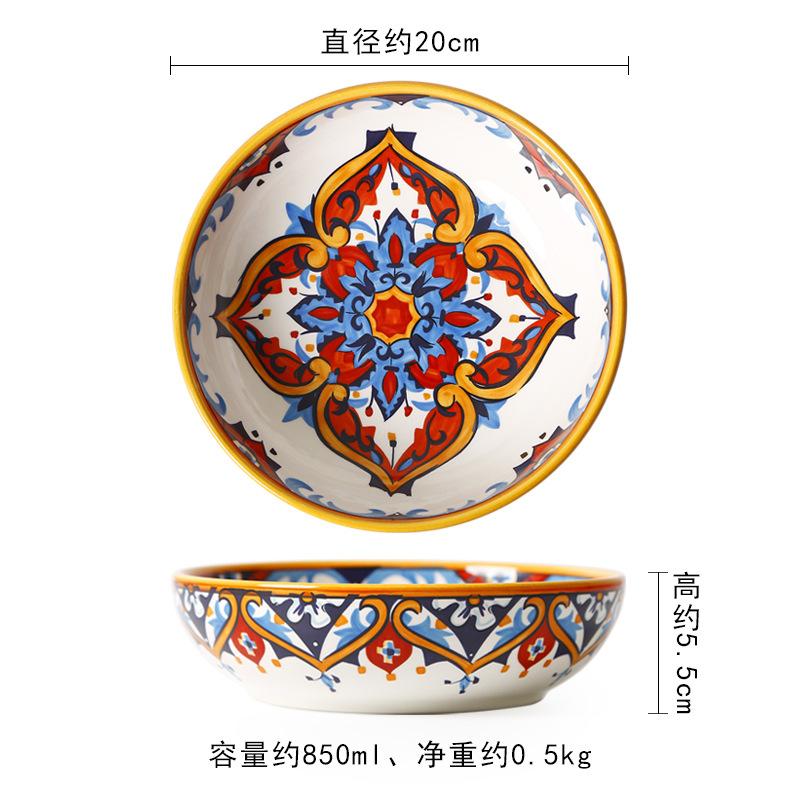 Hand Drawn Ceramics Dining Plate Western Style Steak Plates Fruit Bowl Soup Plate Sushi Plates Salad Bowl Dessert Bowls Dish