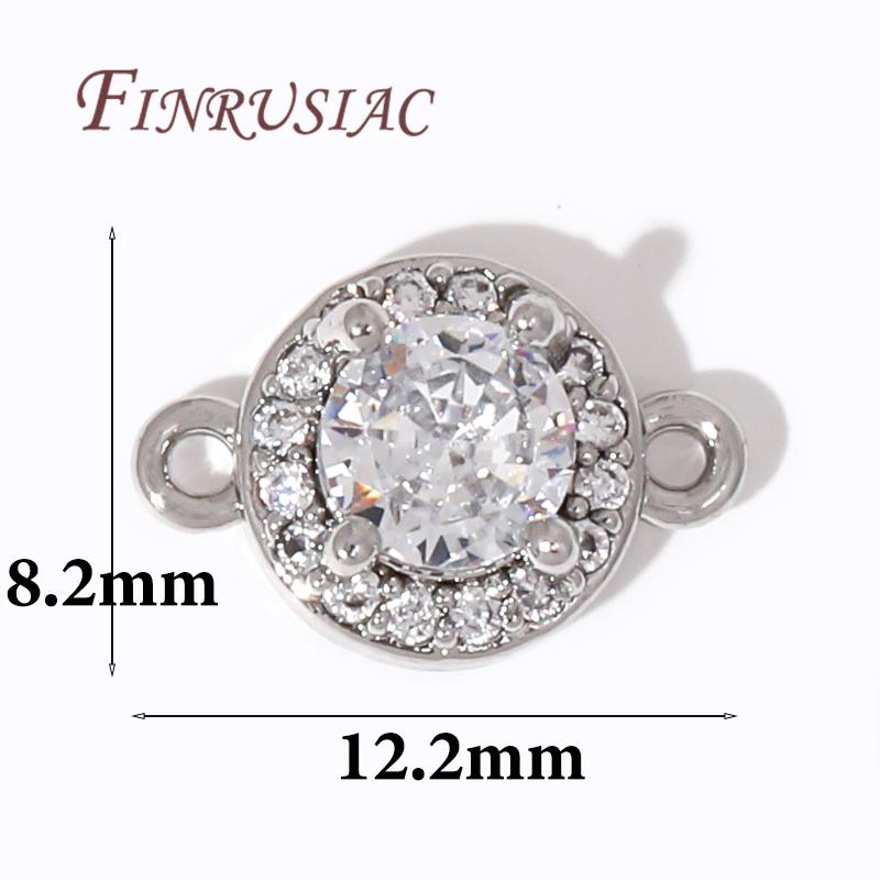 18K Gold Plated Round Charms Connector For Jewelry,Luxury Zircon Crystal Pendant Charm For Earrings Making DIY Accessories