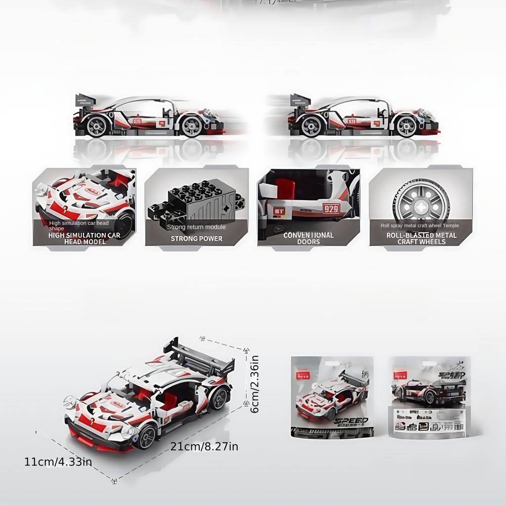 372 Particles White Assembled Building Block Sports Car 6-year-old Boys Like A Toy Gift