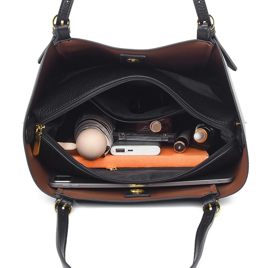 Leisure commuting totes bag for women new large-capacity purse and handbags classic versatile pu leather shoulder bag black sac