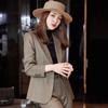 Women's Autumn/Winter Plaid Two-Piece Blazer Suit: Casual & Professional Wear