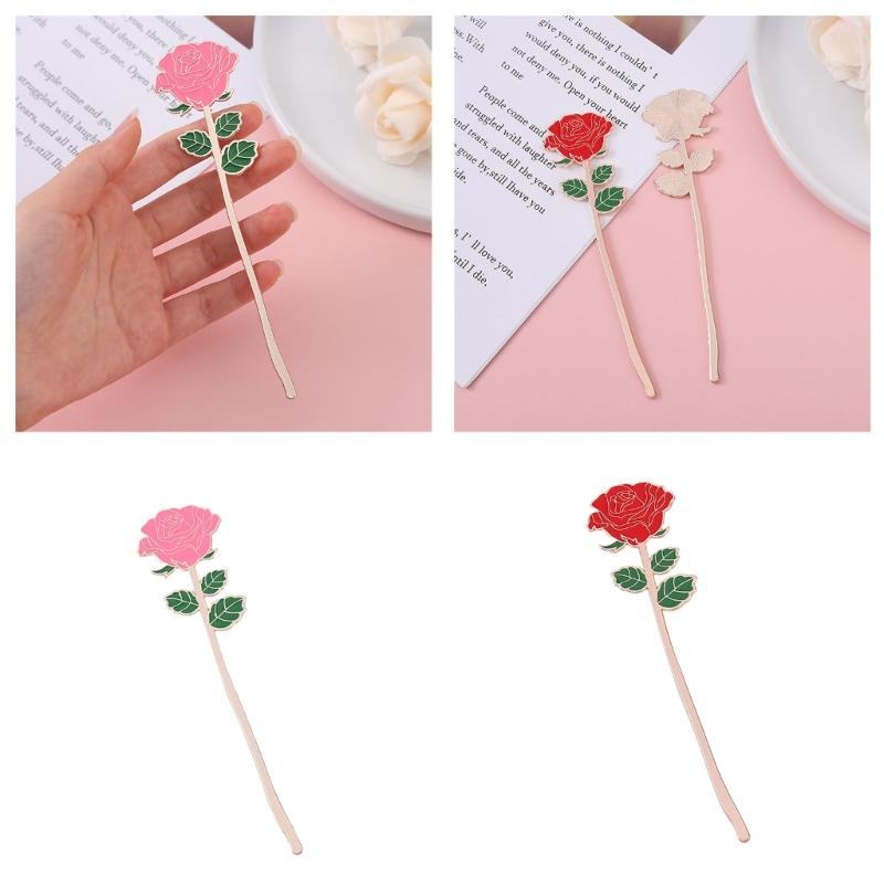 Metal Rose Flower Bookmarks Metal Book Page Holder Book Page Divider Reading Gift for Book Lover Writer Teacher Student