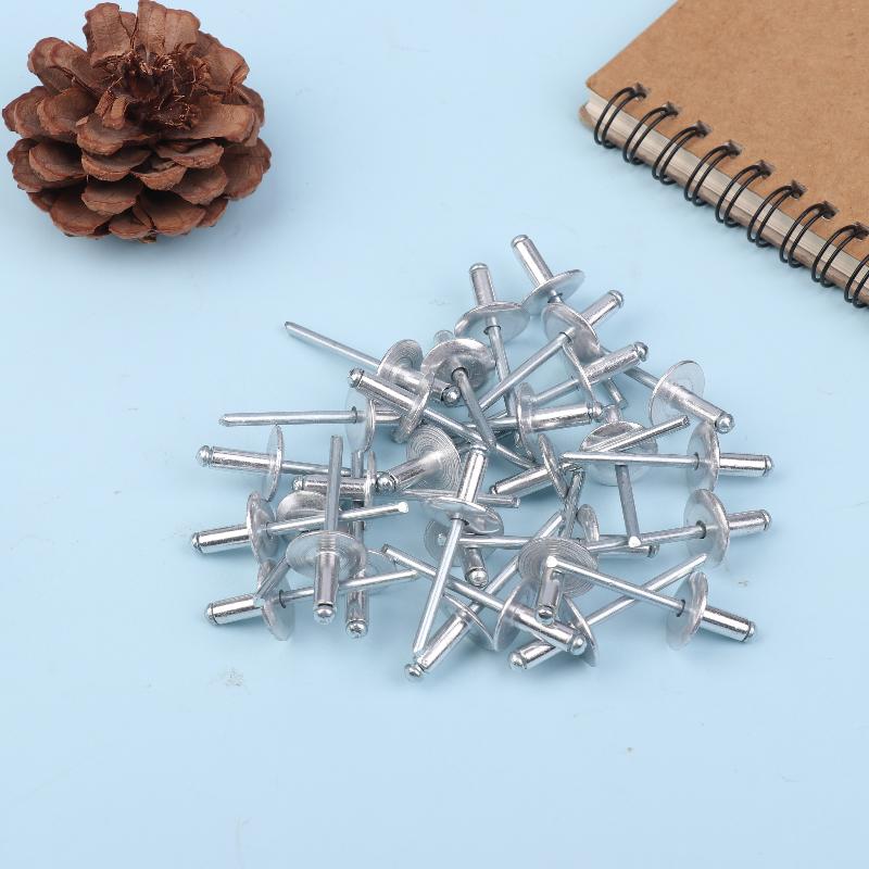 30 Pcs Large Flange Blind Rivets, Aluminum Rivets Assortment Kit Blind Rivets, Round Head Rivets
