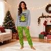 Christmas Print Matching Family Pajama Set Long Sleeve Neck Top and Pants for Parents and Kids