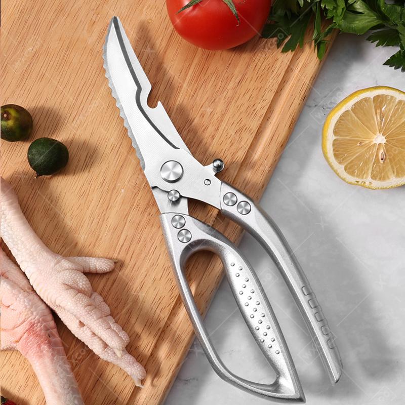 Nożyczki Kuchenne Nożyce ze Stali Nierdzewnej z Antypoślizgowym Uchwytem Do Drobiu Mięsa Kości Nożyczki BBQ Nożyczki Wielofunkcyjne