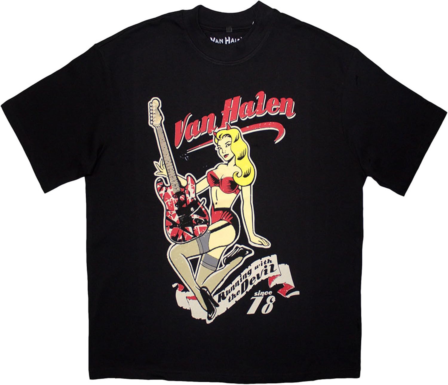 Van Halen Running with the Devil 78 Pinup Guitar T-shirt S