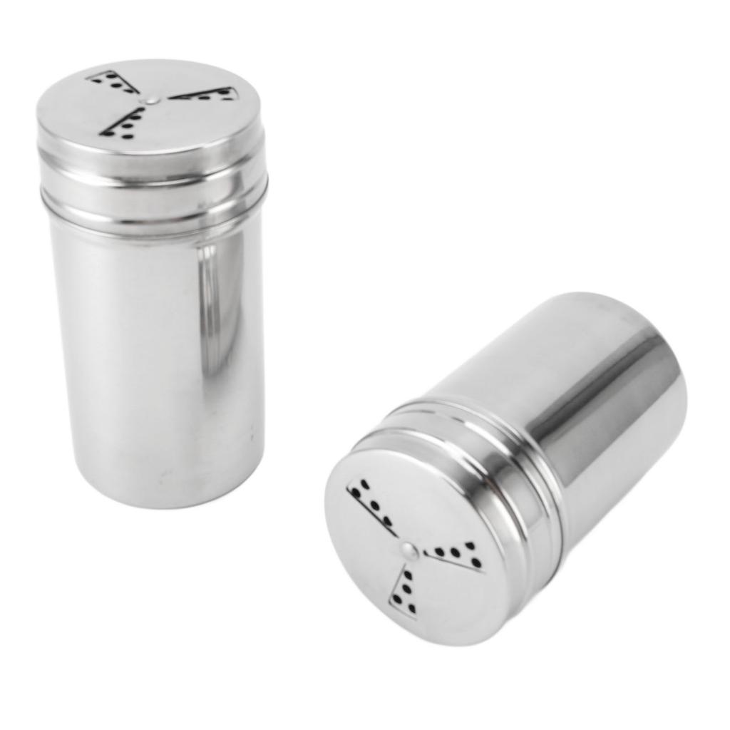 Saliera in Acciaio Inossidabile 304 con Fori Regolabili, Contenitore Dosatore per Spezie per Cucina, Barbecue, Campeggio 2 Pezzi