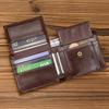 Trifold Genuine Leather Wallet Card Clip Wallet Men Male Short Purse Wallet Coins Business Credit Full Grain Leather Wallet