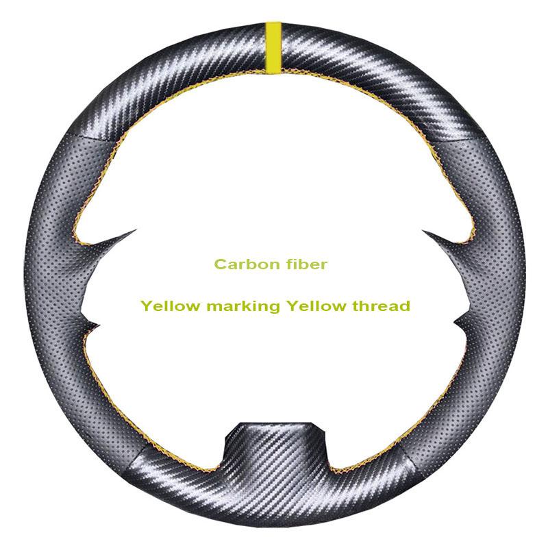 CIMF6 Custom Carbon Fiber Leather Car Steering Wheel Cover For Ford Focus 2 2005-2011 (3-Spoke) Anti-Slip Fix Worn OEM Wheel