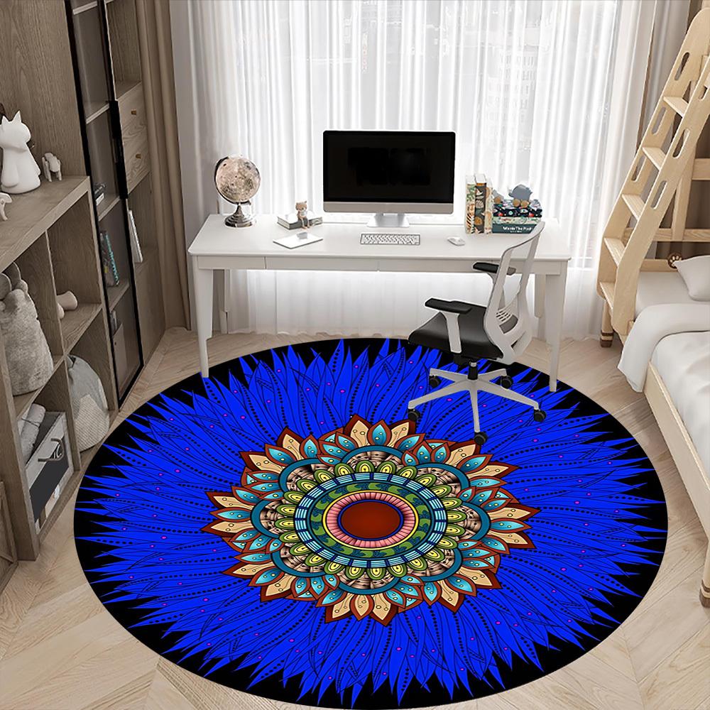 1pc Mandala Artwork Chair Carpet for Office, Soft Flannel Throw Mat, Perfect for Office,Holiday Party Decoration Choice yy251113180