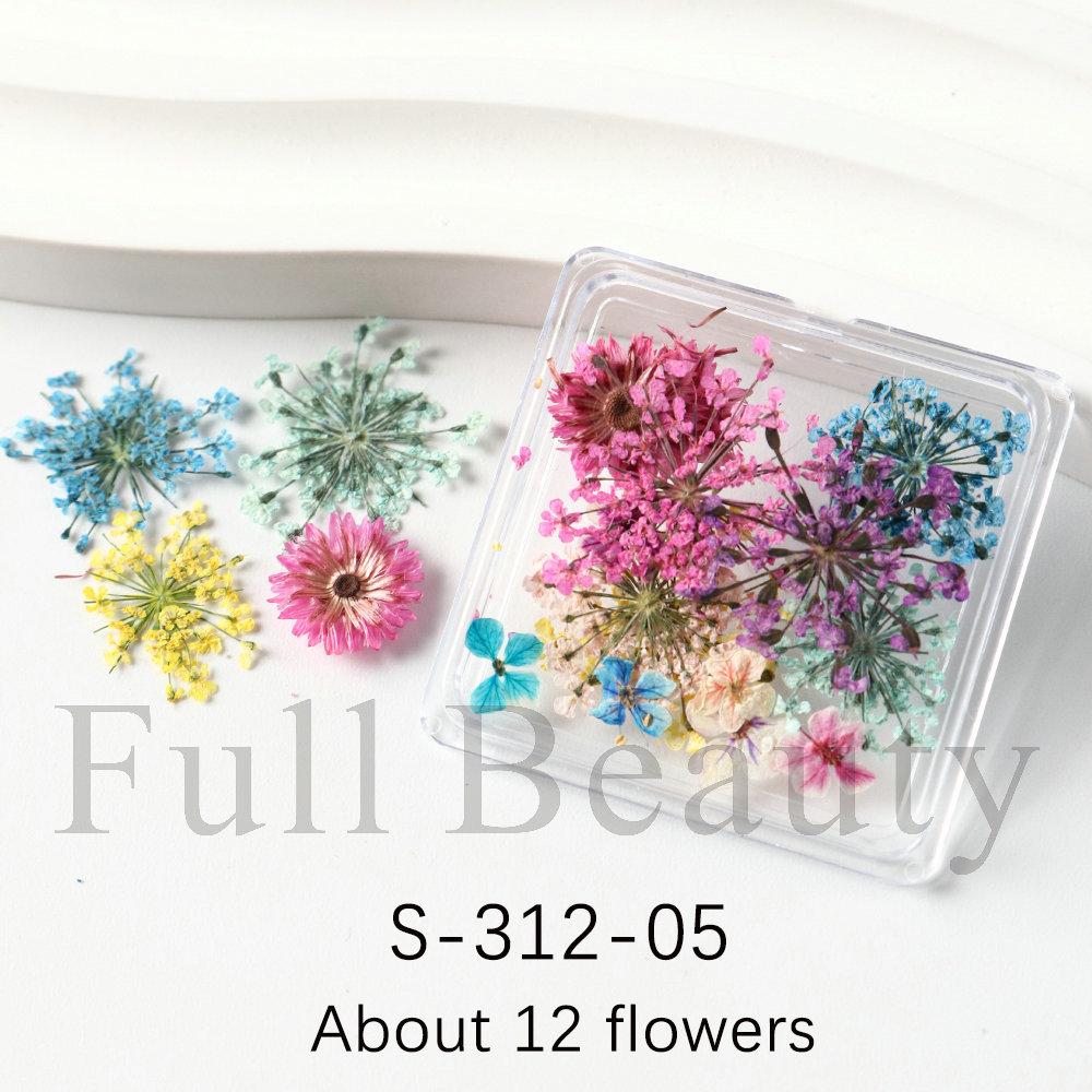 Nail Art Dried Flowers Japanese Mixed Filled With Star Hydrangea Small Wrinkled Chrysanthemum Box Decoration Nail Dried Flowers