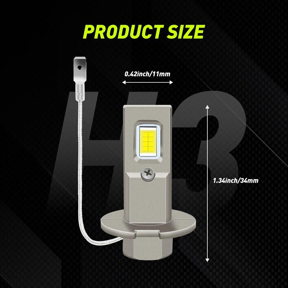

1Pcs H3 LED Car Headlights Bulbs Fanless Fog Lamps H3 Daytime Running Light Super Bright Fog Lamp Lights 6000K 12V H3