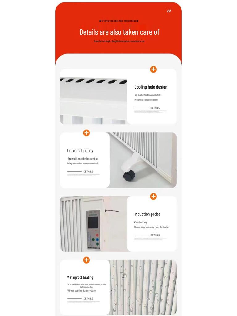 Carbon Fiber Wall-Mounted Electric Heater: Energy-Saving, Silent, Rapid-Heating for Bathrooms and Offices