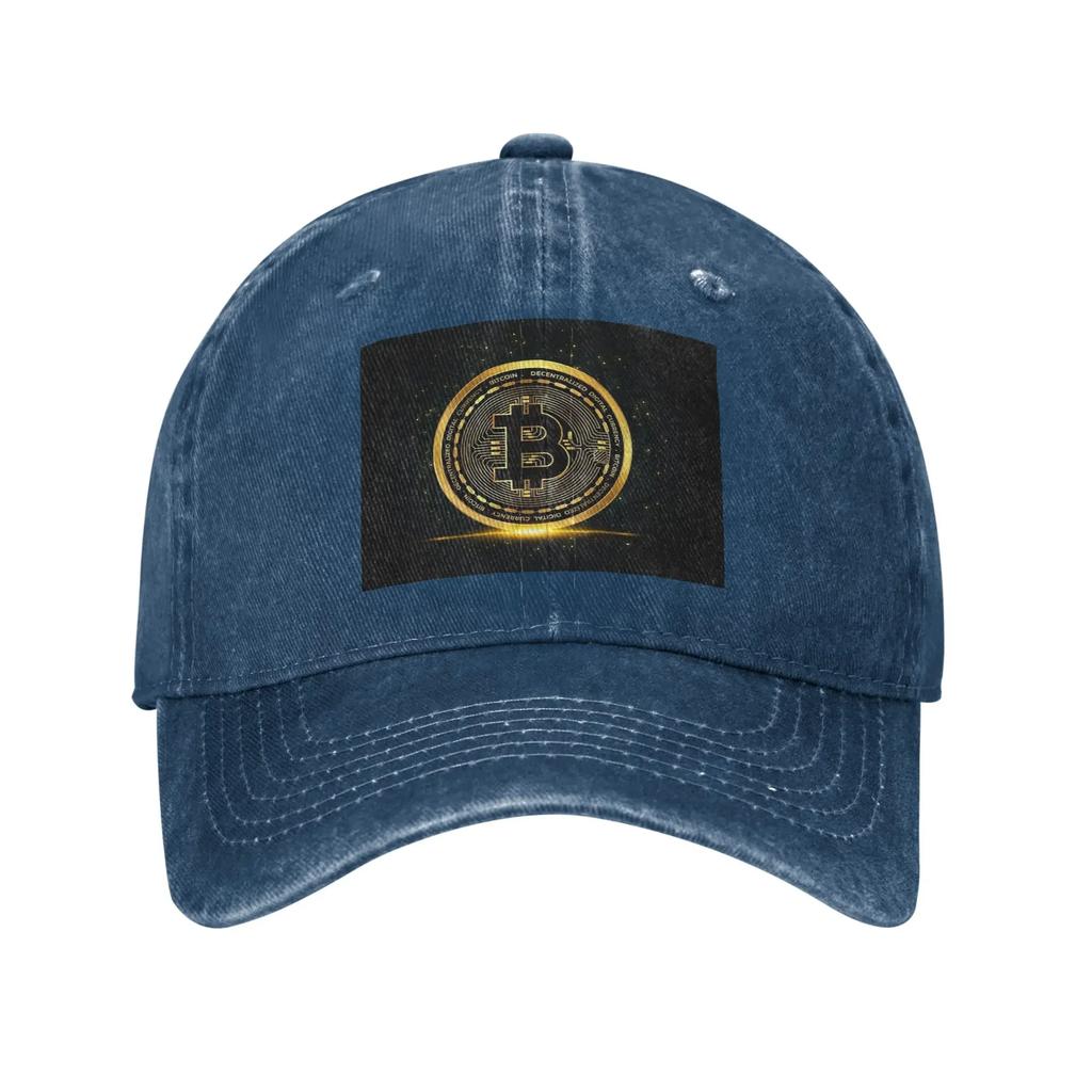 Bitcoin Cryp Washed Denim Cap Casual Baseball Caps Adjustable Hat Summer Unisex Baseball Hats