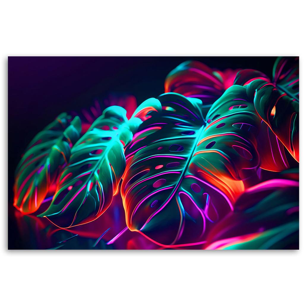 Canvas print, Monstera leaves in futuristic style