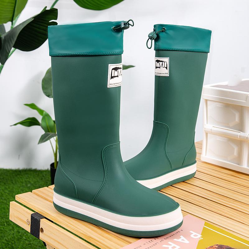 Rain Shoes Women's Fashion Outer Wear Soft-soled Waterproof Shoes New Rubber Shoes Non-slip High Rain Boots Women's Outdoor Camping