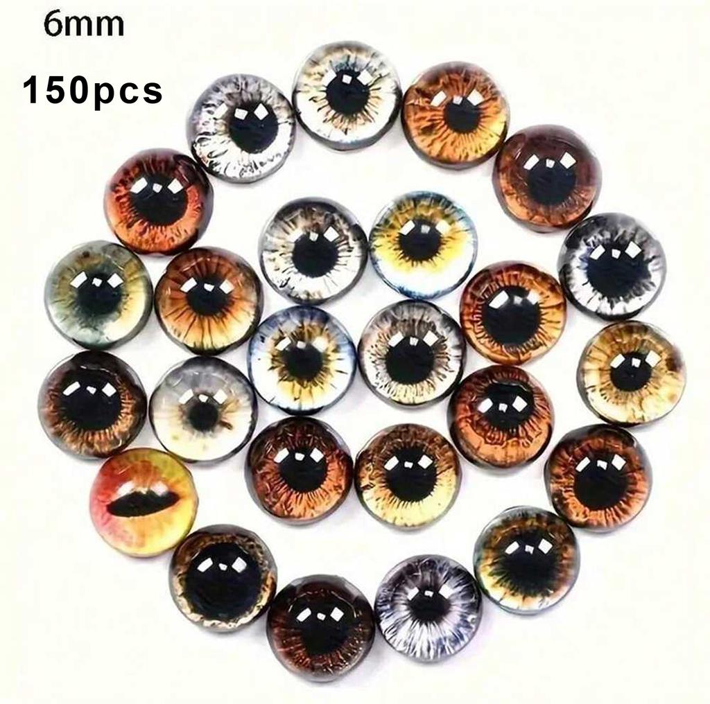 6/8/12/16mm Doll Eyes Cat Eyes Glass Eyes Round Cabochon Eye Mixed Printed Half Round Eyes 30Pcs Mini Animal Eyes for Doll Props