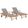 Chaises longues lot de 2 avec coussin  Bois de teck solide