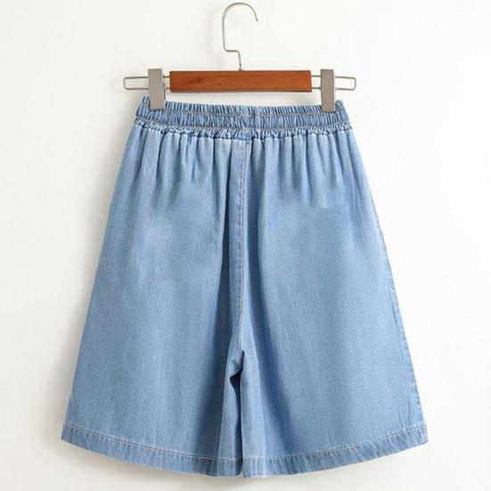 Женские летние широкие шорты с высокой талией — фото 7