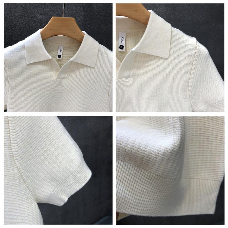 Men S V Neck Short Sleeve Knit Polo Shirt
