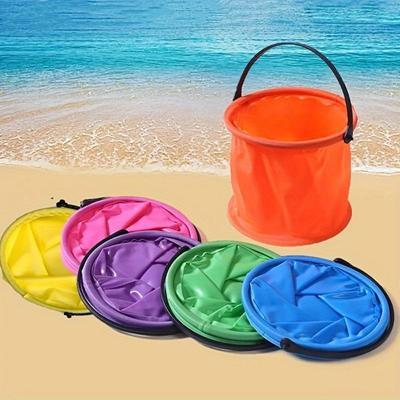 1pc Mini Folding Beach Buckets Portable Sand & Water Playsets for Kids, Versatile Gardening Tools, Easy To Storage, for Summer Beach Fun & Outdoor