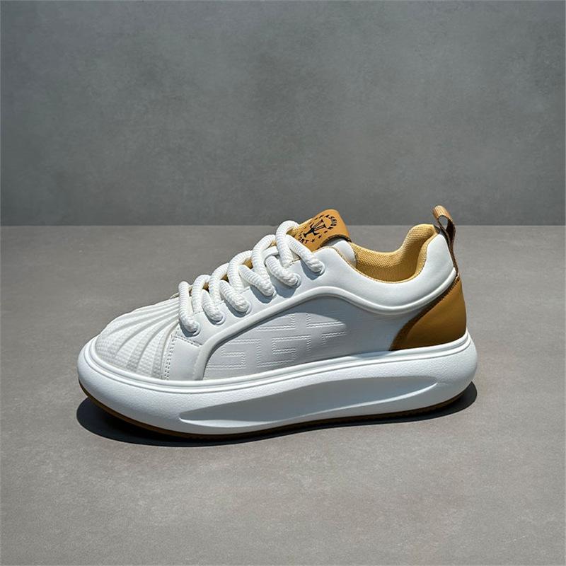 

Shell head color matching board shoes new comfortable leather surface soft sole casual dl 38 leather shoe size