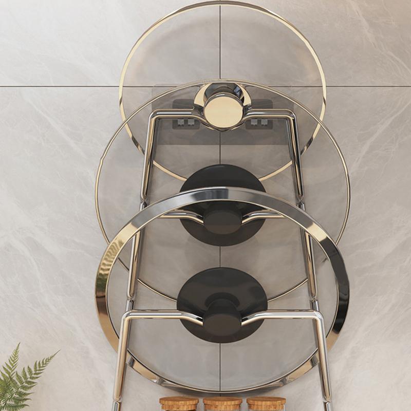 Küchen-Organizer-Regal Wandmontage Topfdeckel-Racks 2/3 Schichten Topfdeckel Metall Rostfrei Multifunktionsregal Topfdeckel-Aufbewahrungsregal