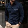 Men S Long Sleeve Polo Shirt Casual Patch Pocket Collared
