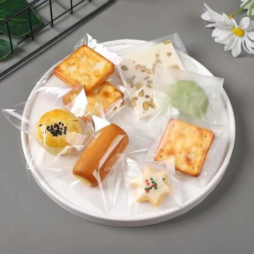 100 Food-Safe Semi-Transparent OPP Bags, Raisin Sandwich Bags, Sweet Packaging Bags, Snack Bags, Bread Bags, Side-Seal Bags, Wrapping Bags, Plastic Ba
