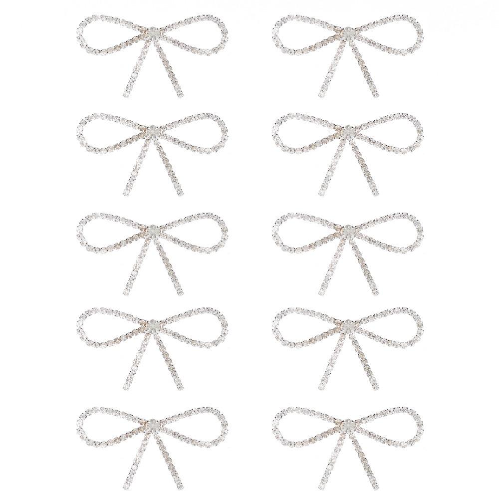 10 Stück Funkelnder Strass-Schleifen-Broschen-Pin Vintage Schleifenknoten Krallenketten-Pin Strass-Brosche Für Damen