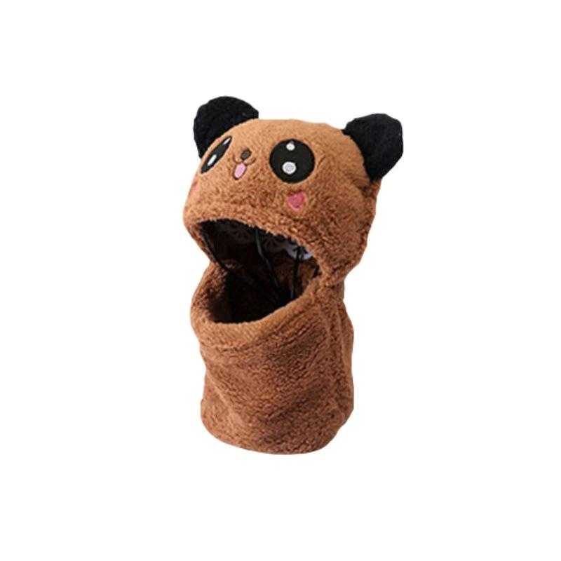 Bib Hat Girls And Boys Autumn And Winter Hats Qne-piece Thickened Warmth Cover Face Ear Protection Cap