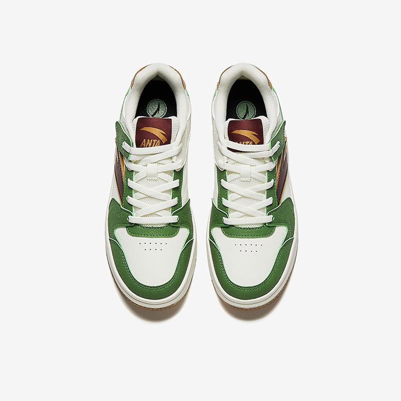 Anta Comfortable Versatile Non-Slip Wear-Resistant Low-Top Kids Skate Shoes Kids Sneakers White Green A12448099-3
