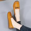 Women's Leather Flats Lightweight Slip-on Loafers Non-slip Soft Sole Casual Walking Shoes with Metal Buckle Plus Size 35-44