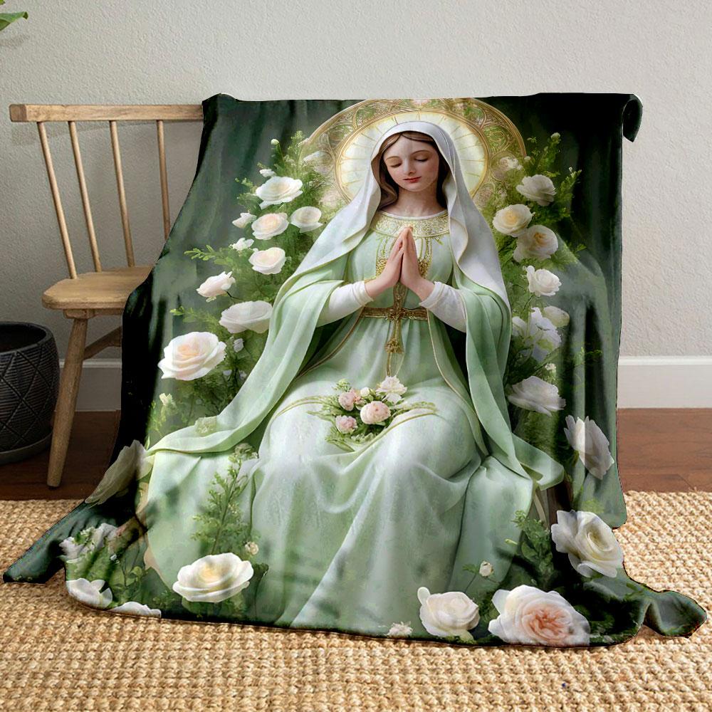 Blessed Virgin Mary Praying Blanket bedroom Blanket for Livingroom Couch lunch break Soft throw for Friend's festival Gift