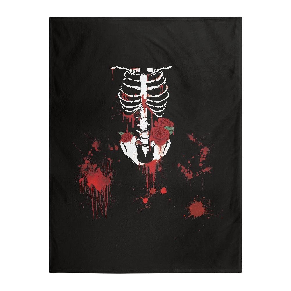 Halloween Rose Skull Head digitalprinted polyester Bedroom velvet flannel soft sofa cover blanket Fleece soft sofa cover