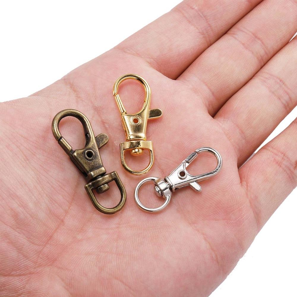 10Pcs/Lot Swivel Lobster Clasp Hooks Keychain Split Key Ring Connector for Bag Belt Dog Chains DIY Jewelry Making Findings