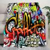 Graffiti Print Blanket Soft Comfortable All Seasons Suitable Sofa Office Nap Travel Birthday Gift Christmas Present