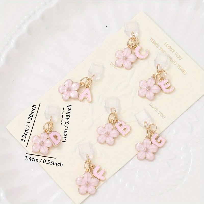 Fashionable Pink Flower Letter Phone Dust Plug, Exquisite A-Z Letter Alloy Pendant, Suitable As a Birthday Gift for Women