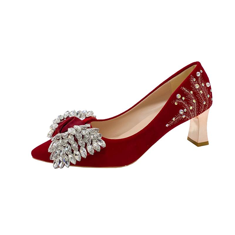 Fashion Beautiful High-heeled Wedding Shoes, Two Wear 2025 Spring and Autumn New Shoes