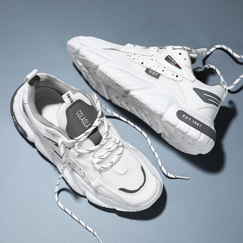 Men's Platform Sneakers New Style Mesh Breathable Running Shoes 2024 Fashionable Casual Mens Soft Sole Comfortable Sports Shoes