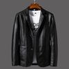 Heren Koreaanse Stijl Slim Fit Leren Jas - Stijlvolle Pak Bovenkleding voor Lente/Herfst Motorfiets Mode