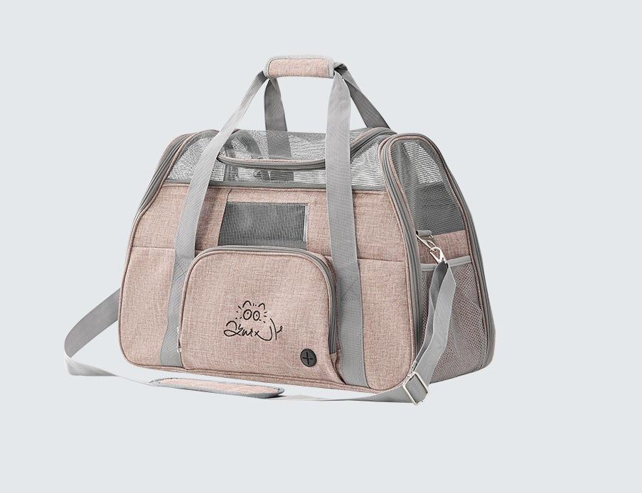 

Large Ventilated Cat Carrier Bag for Two Cats Portable Pet Travel Cage for Car Outdoors розовый