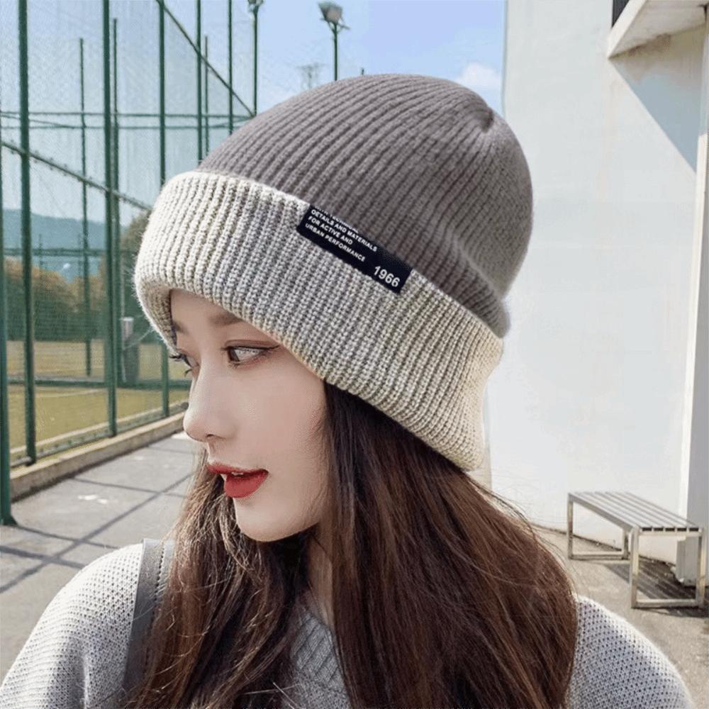 Korean Style Knitted Hat Breathable All-match Hat Cozy Double-faced Hat  Female Use