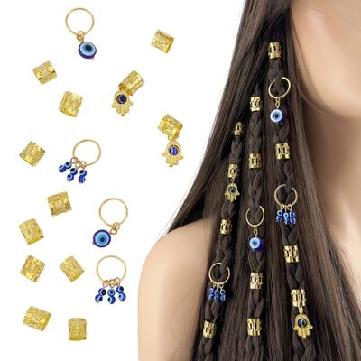 Yangyizhi 16Pcs Dreadlock Hair Accessories, Open Design Rings for Braids And Dreadlocks, Eye-Themed Pendants Styling Tools Festivals Daily Use