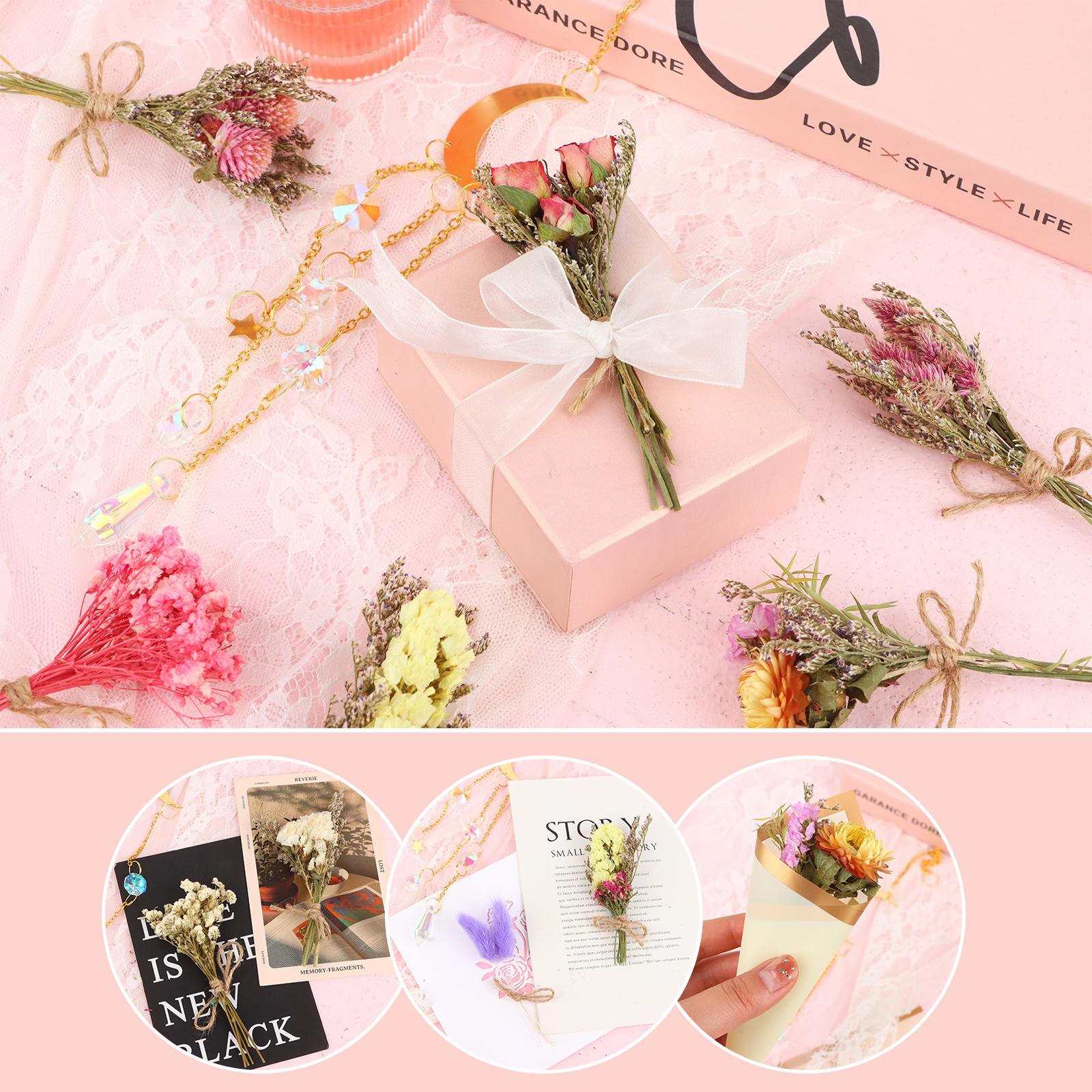 

30 Pcs Mini Don T Forget Me Flower Bouquets Purple Natural Dried Flowers Bouquet Dry Flower&Leaves Lavender Dried Embossing Flow 33pcs