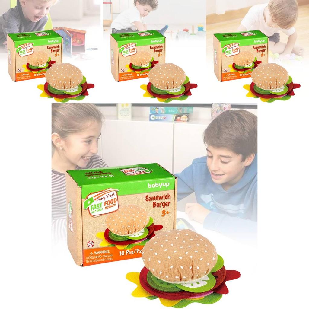 Colorful Diy Felt Burger Toy Set For Creative Play And Imaginative Sandwich Fun